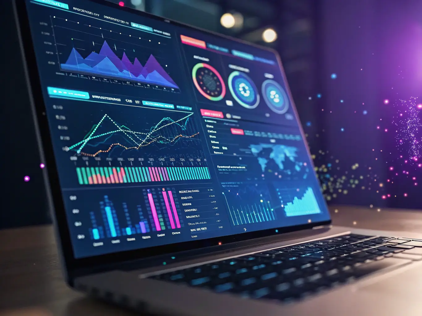 A dashboard displaying social media metrics and analytics charts, representing Performance Tracking & Analytics.
